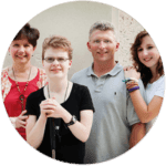 Family of four photo daughter with Hydrocephalus